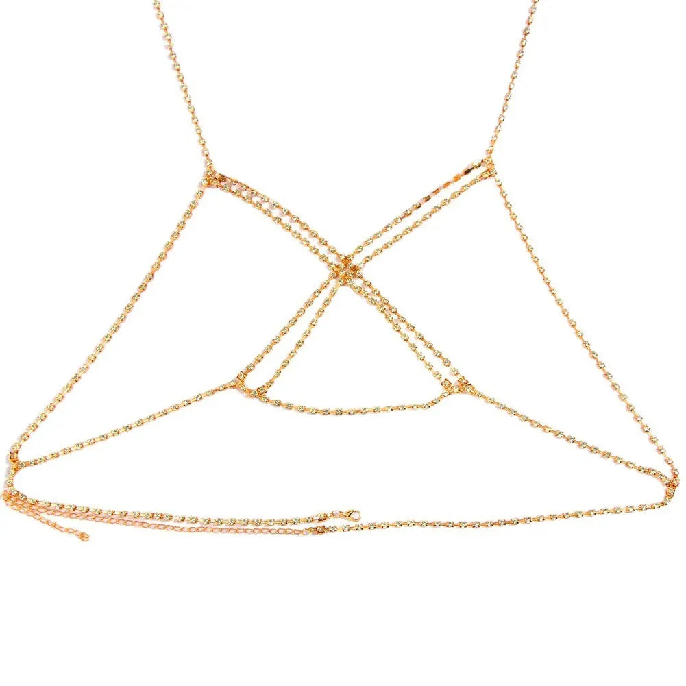 Cross-shaped rhinestone body jewelry