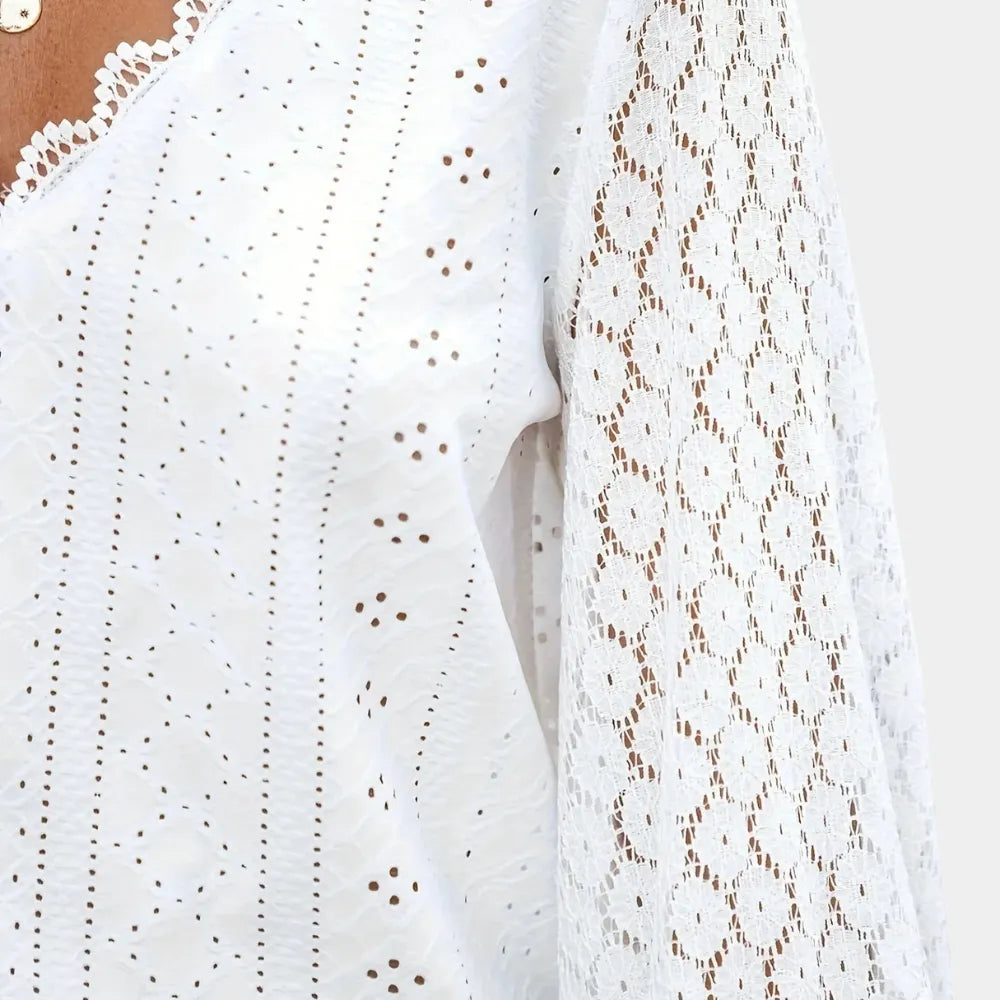 Madelyn | Elegant White Lace Blouse