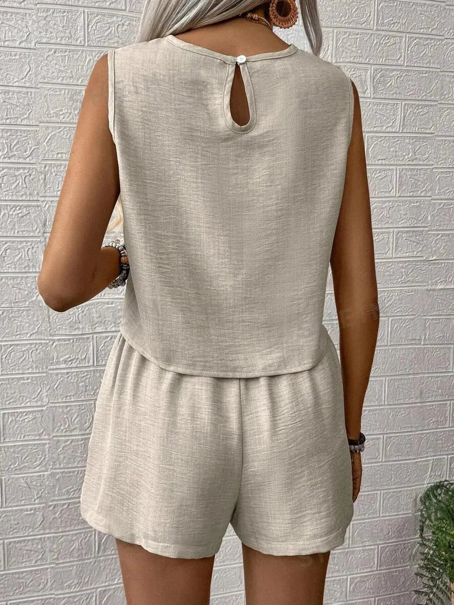 KATE | Luchtige Dames Set van Top & Shorts – Relaxed Fit & Cropped Comfort Voor Zomerse Dagen