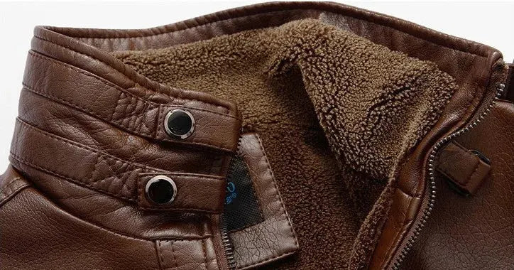 Herren Lederjacke Im Weinlese Stil