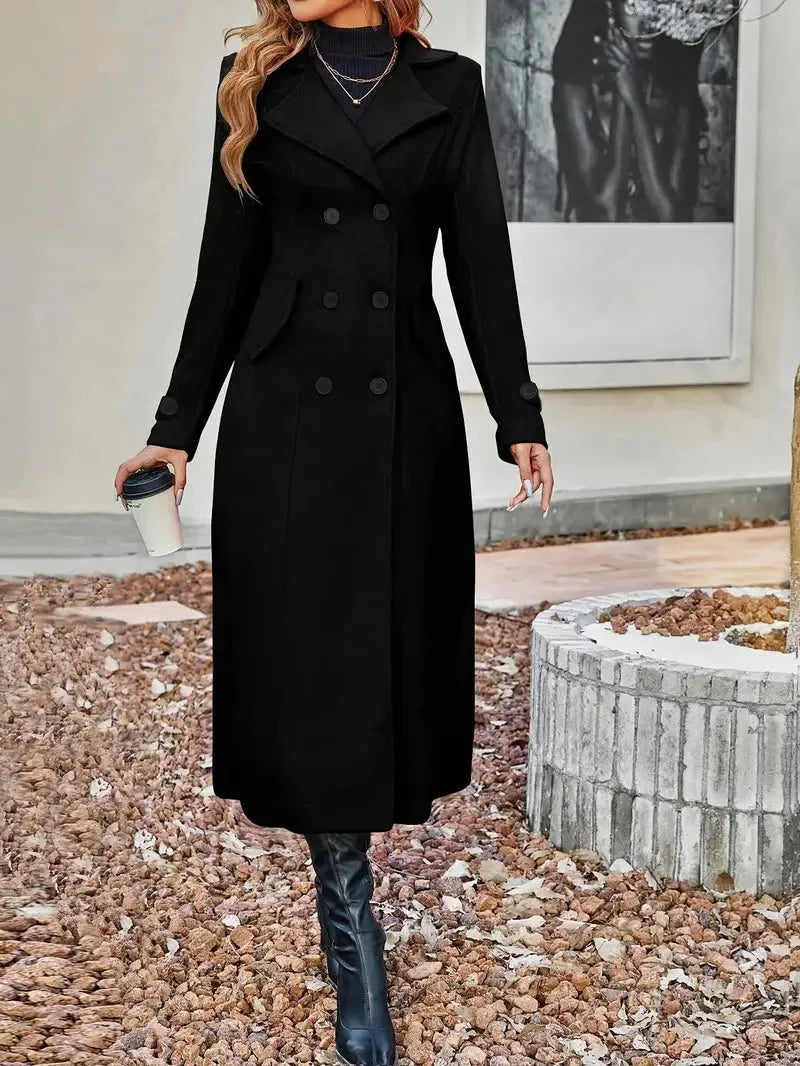 VIVIAN | Lange Damesjas Van Wol Met Knopen - Stijl – Chic, Warm & Onweerstaanbaar Voor Het Najaar