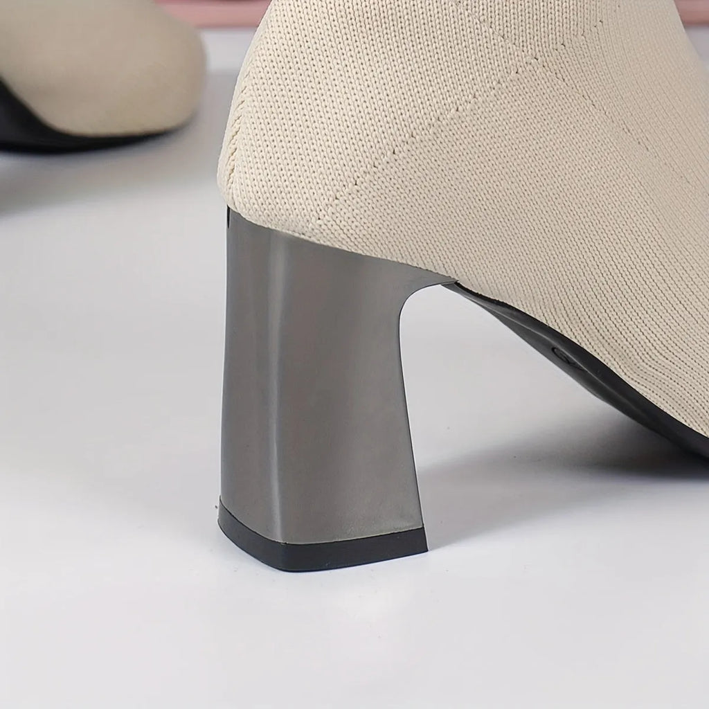 Elegante Strick-Ankle Boots mit Absatz