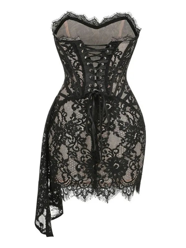 Elegance Spitze Korsett Minikleid