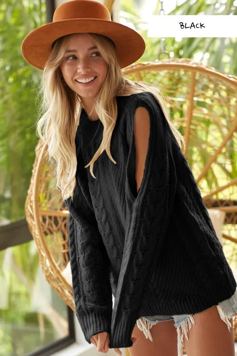 BiBi Twist Knitted Open Shoulder Sweater