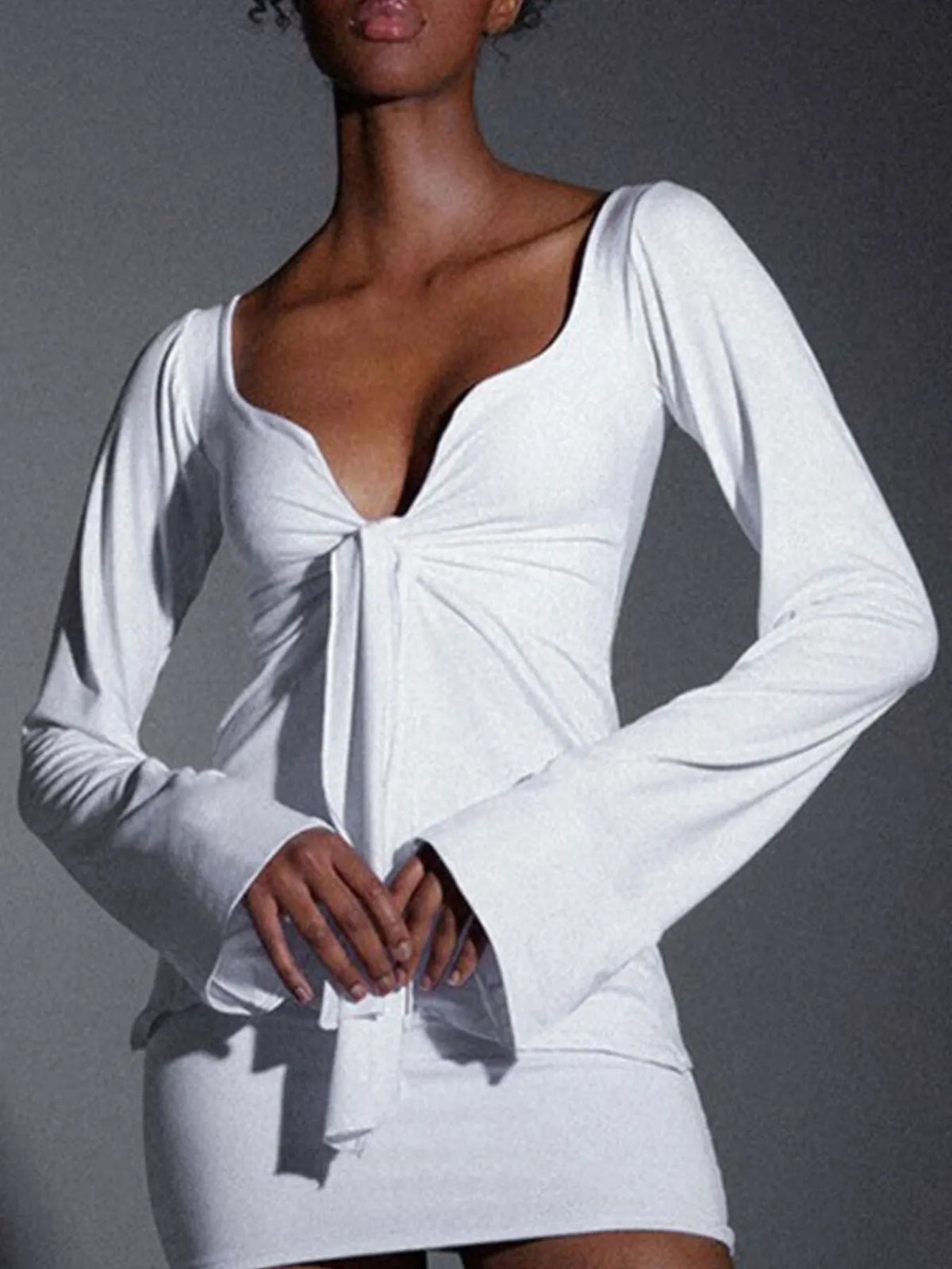 Tie-Front Long Sleeve T-Shirt