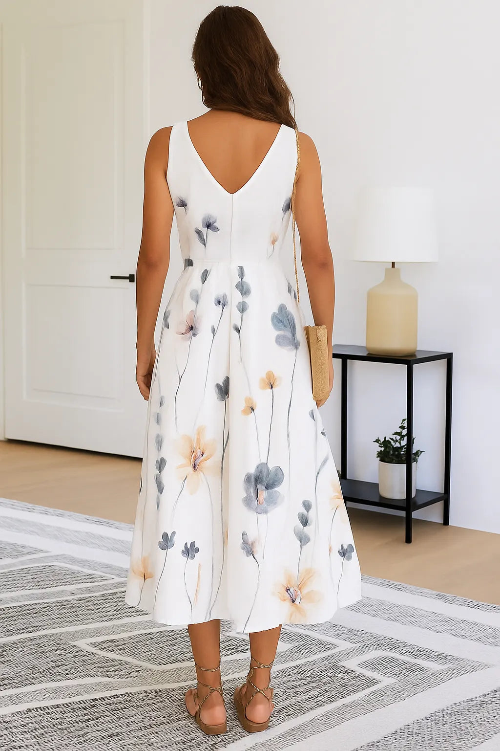 Beaudinne | Floral Print Maxi Dress for Women