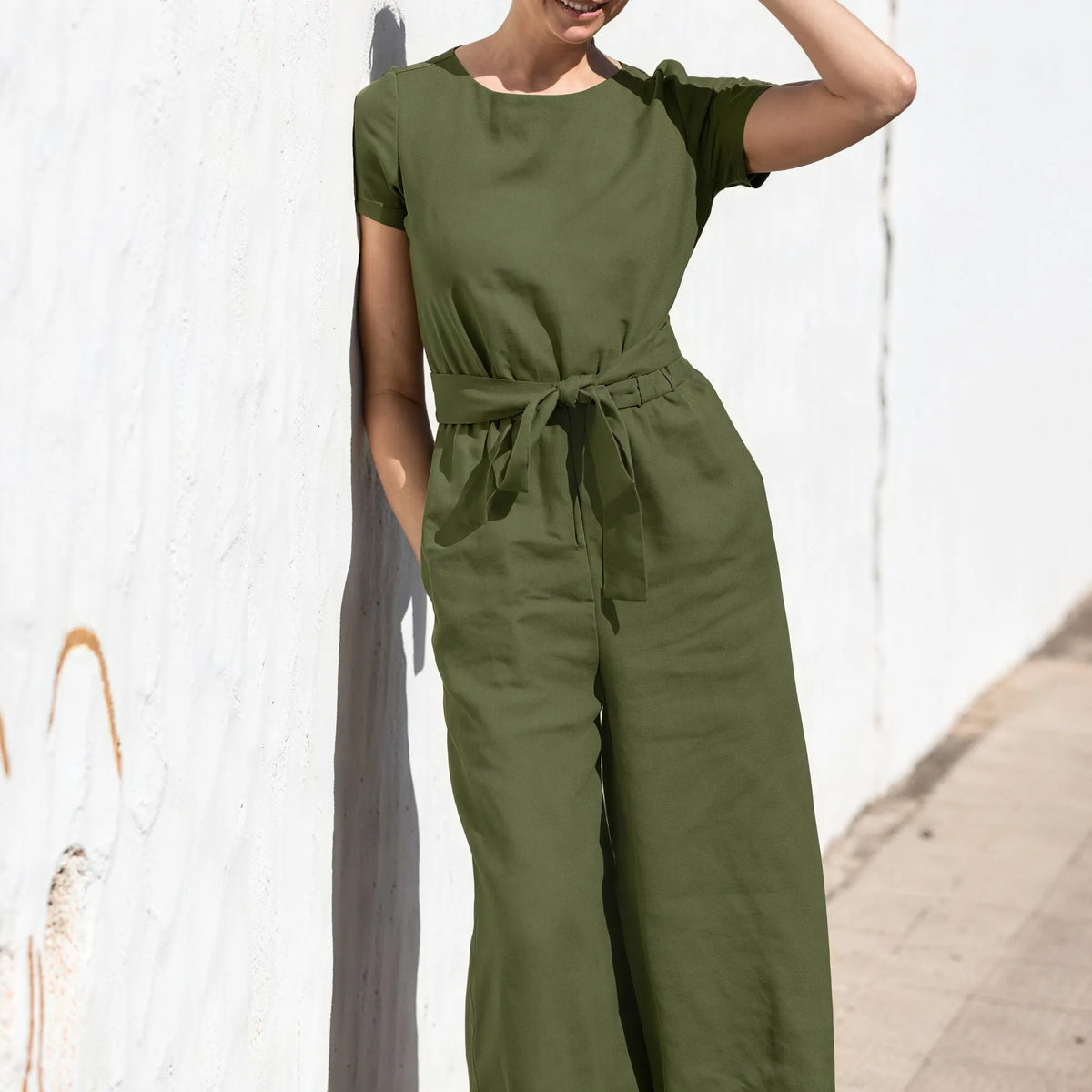 Weitbein Jumpsuit mit Tunnelzug