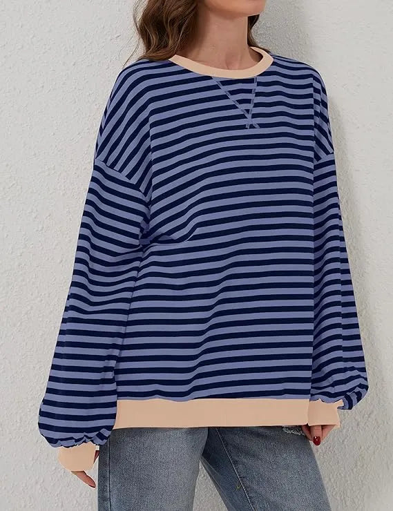 ÃœbergroÃŸer und gestreifter Pullover fÃ¼r Damen