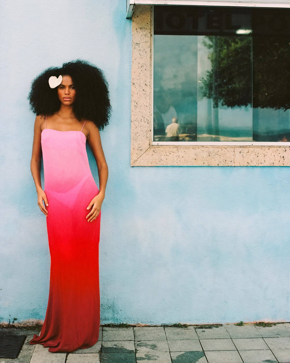 Ombre Maxi-Kleid – Ärmellos mit Spaghettiträgern