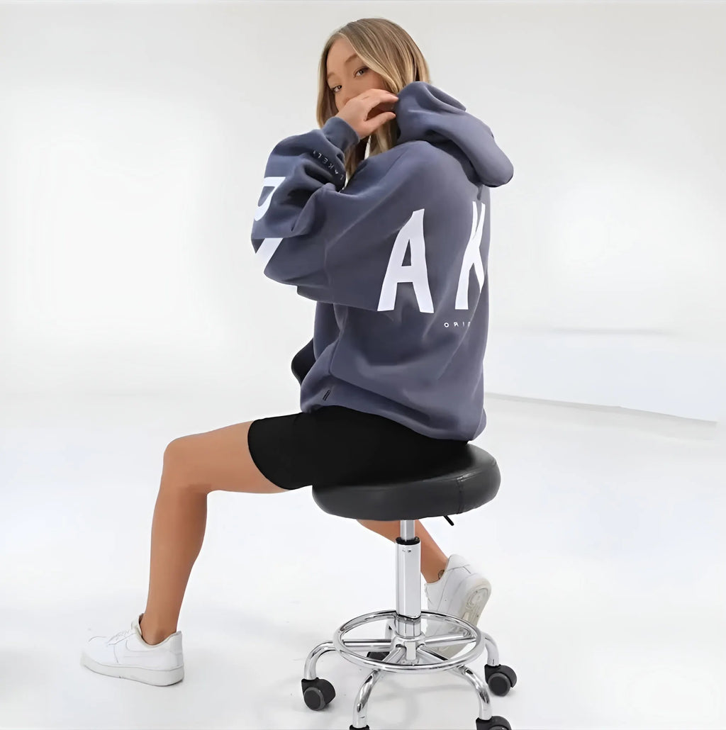 Oversized Warme Dames Hoodie Met Tekst – Stijlvol & Gezellig Voor Koude Dagen