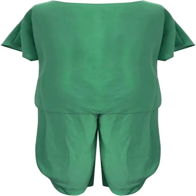 JULES | Dames 2 Delige Relaxed Fit Set Wijdvallende Top & Korte Mouw – Comfortabele Flared Broek