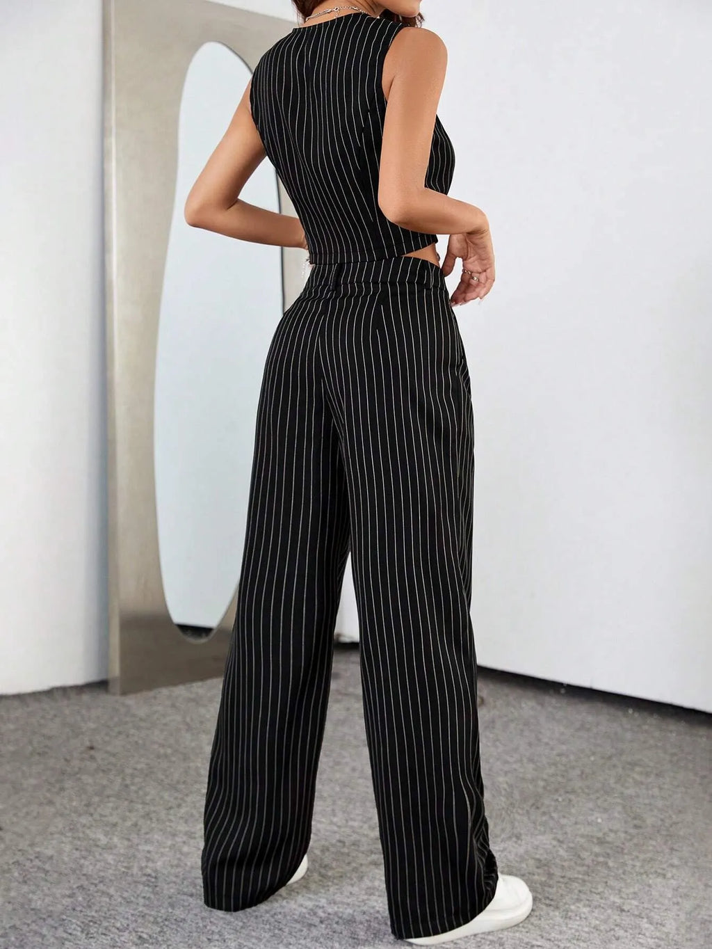 Conjunto Feminino Listrado Preto