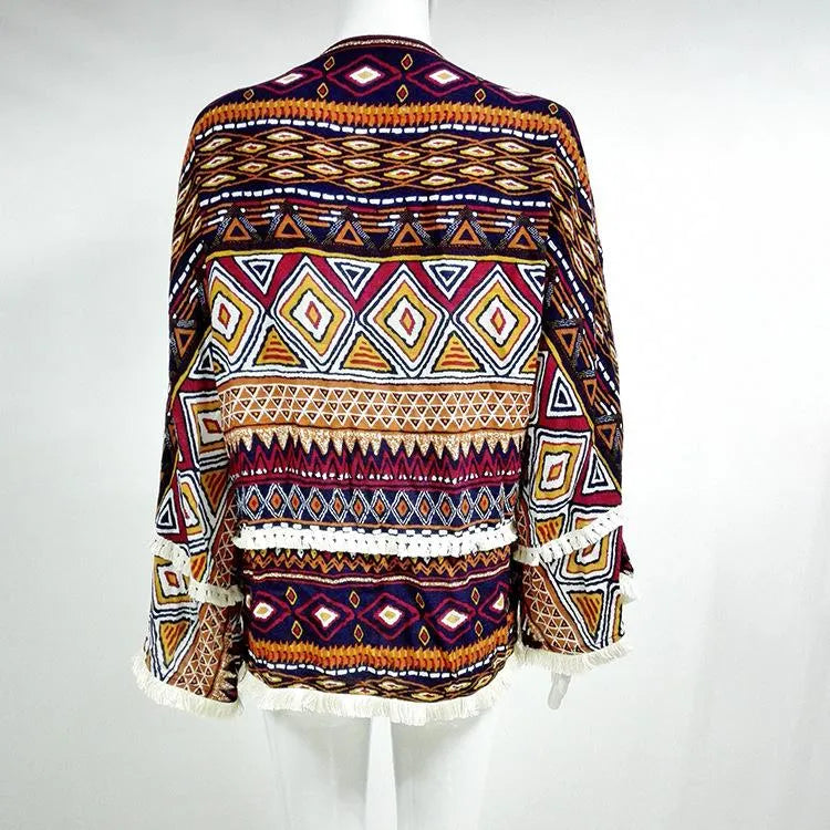 Boho Style Summer Long Sleeve Blouses Beach Cover-ups