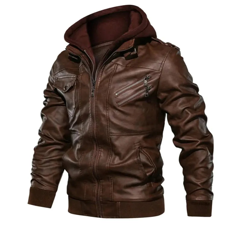 Lederjacke Mit Kapuze FÃ¼r Herren