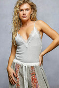 POL Lace Detail V-Neck Ribbed Cami