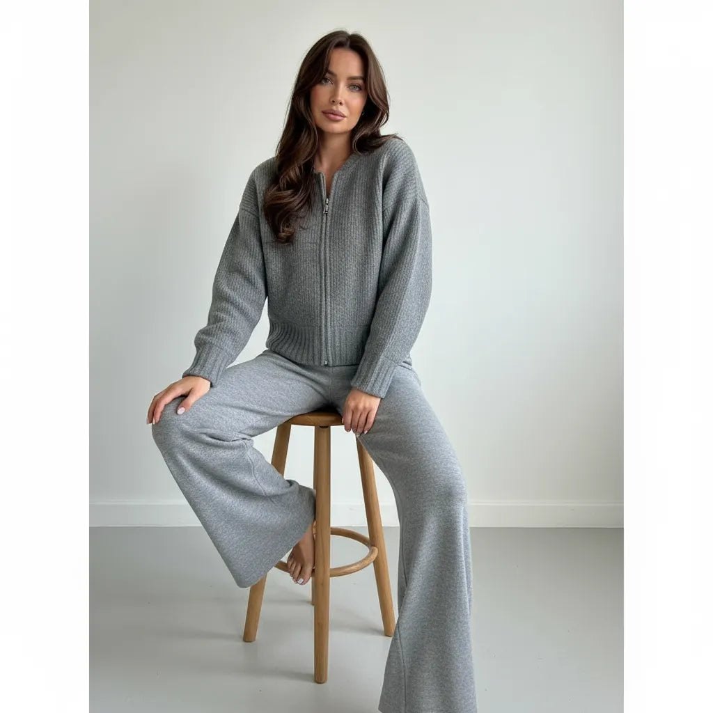 Evelyn Zeitloser Gerippter Strick-Cardigan