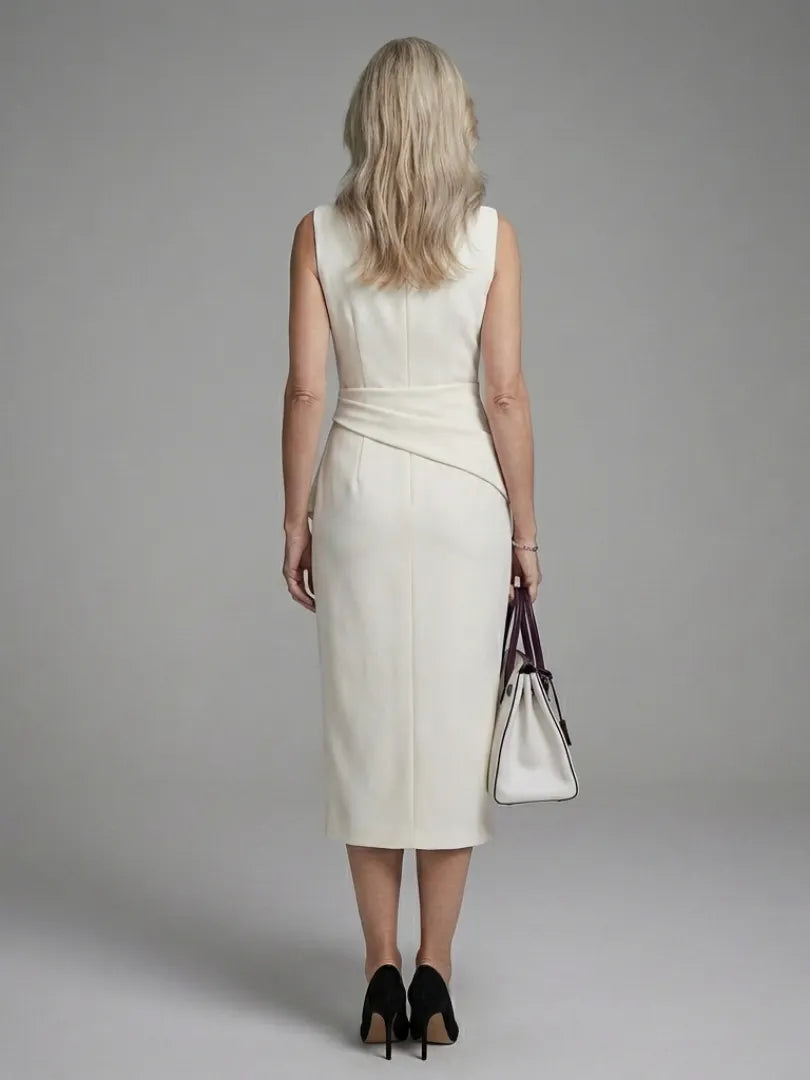 Lunara | Sleeveless Asymmetric Draped Midi Dress