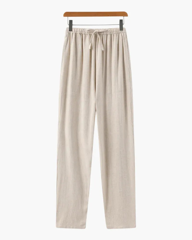 Leichte Slim Fit Herren Sommer Leinenhose Mit Kordelzug