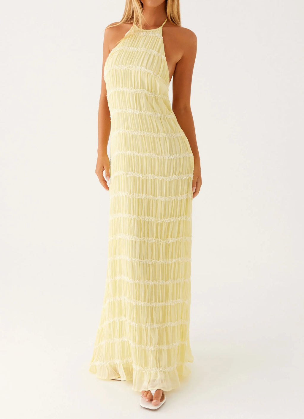 Texturiertes Halter Maxi-Kleid