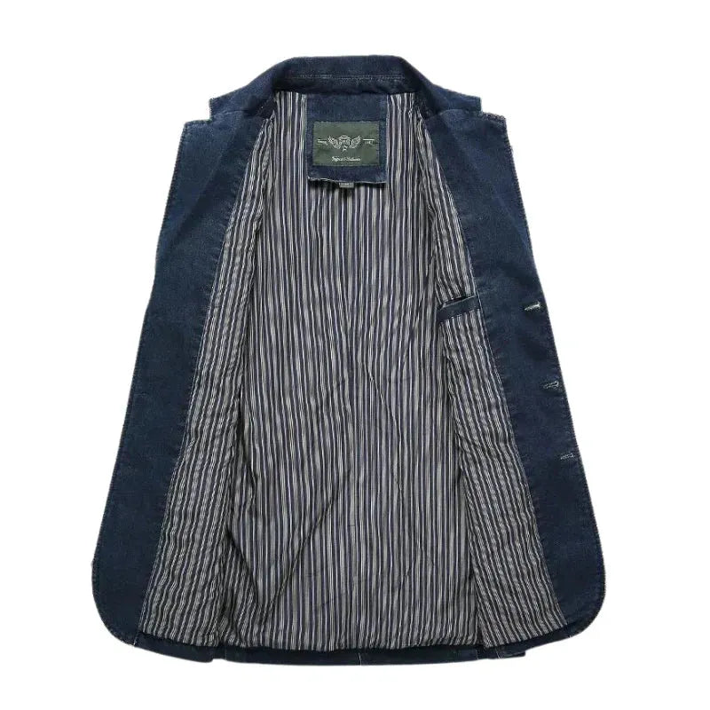 Herren Denim Baumwolle Blazerjacke