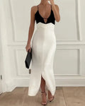 Elegant Contrast Split Strap Dress