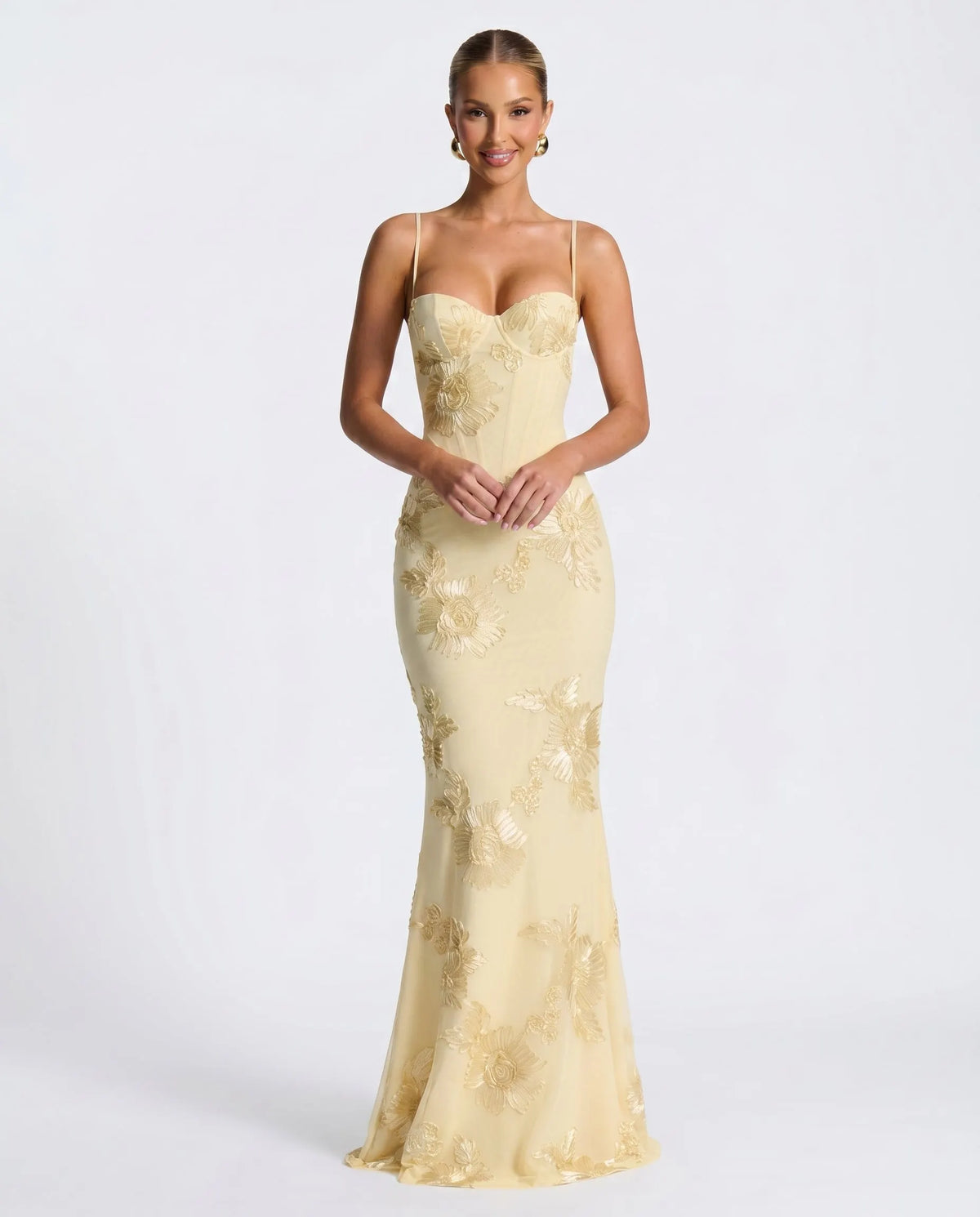 Jacquard Midi Dress for Women with Floral Print and Elegant Cut