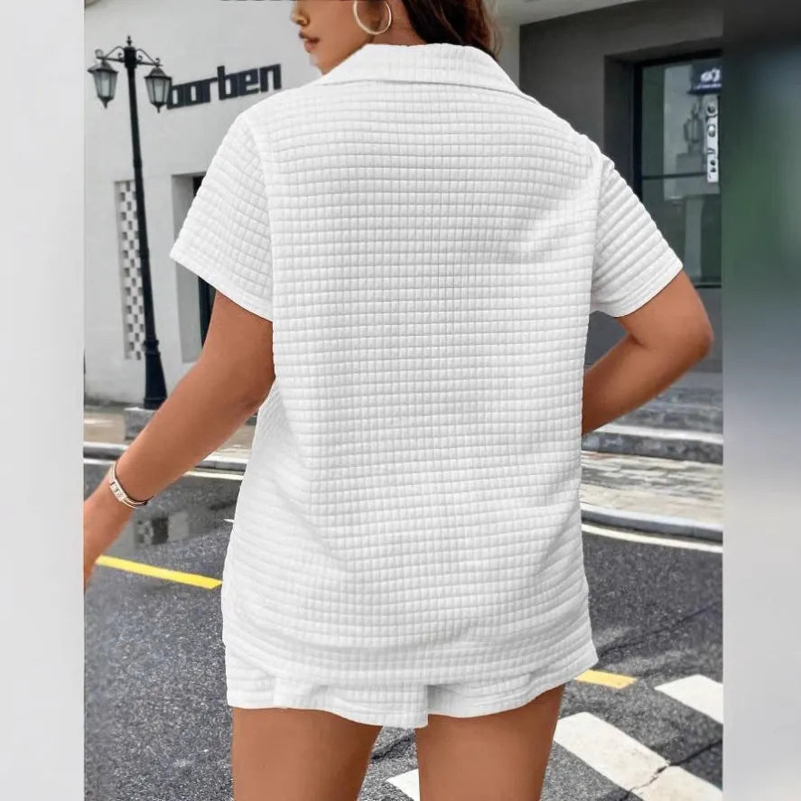Ensemble haut et short jacquard dÃ©contractÃ©
