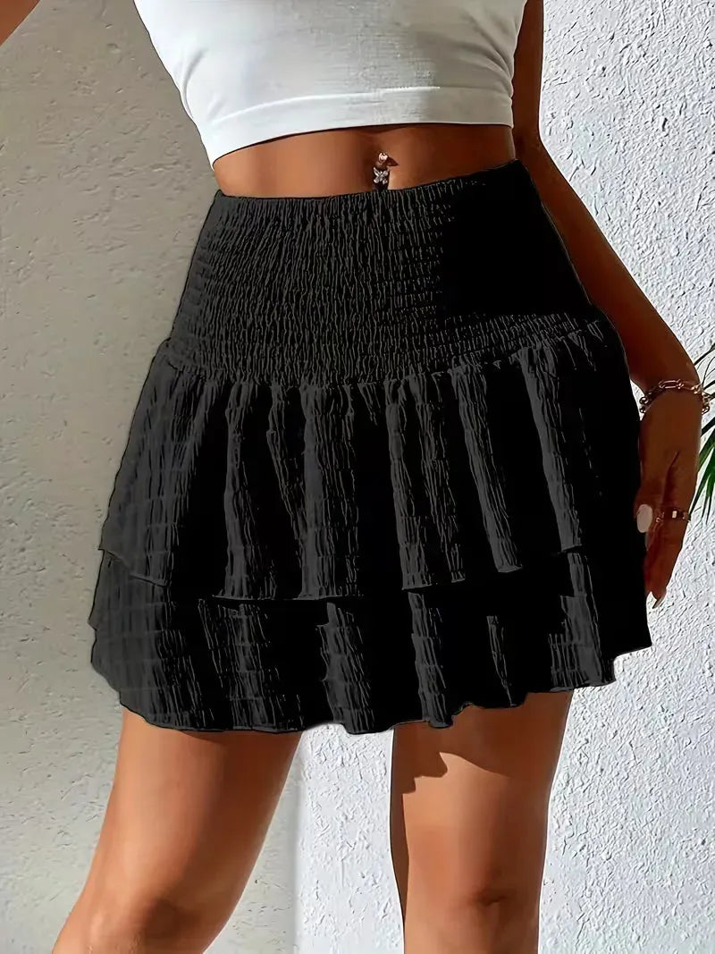Playful Pleated Skirt for Women with Layered Ruffles