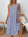 Celandine | Striped Sleeveless Midi Dress