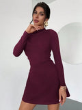 Chic Red Women's Mini Dress with Long Sleeves