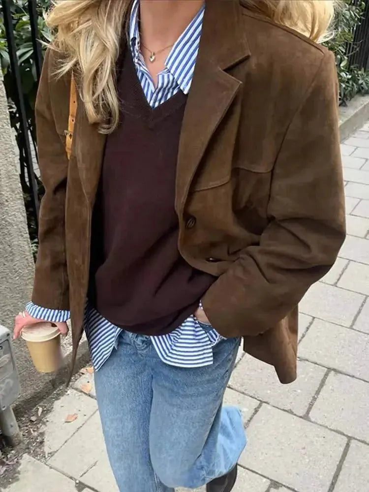 Dames Blazer met Oversized Pasvorm en Klassieke Details
