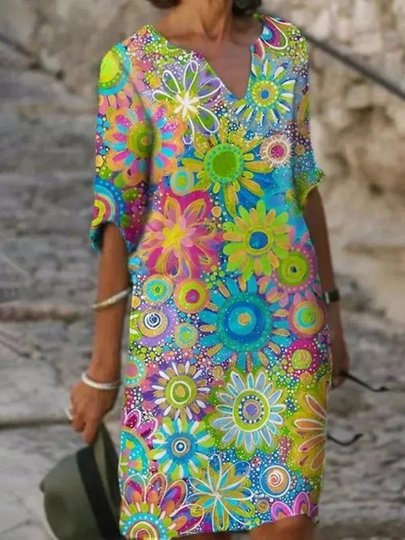 Baumwolle Blumenkleid Für Damen