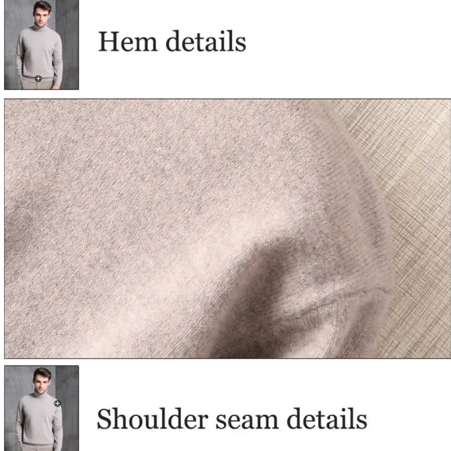Herren Wollpullover Mit Rollkragen Und Schlankem Design