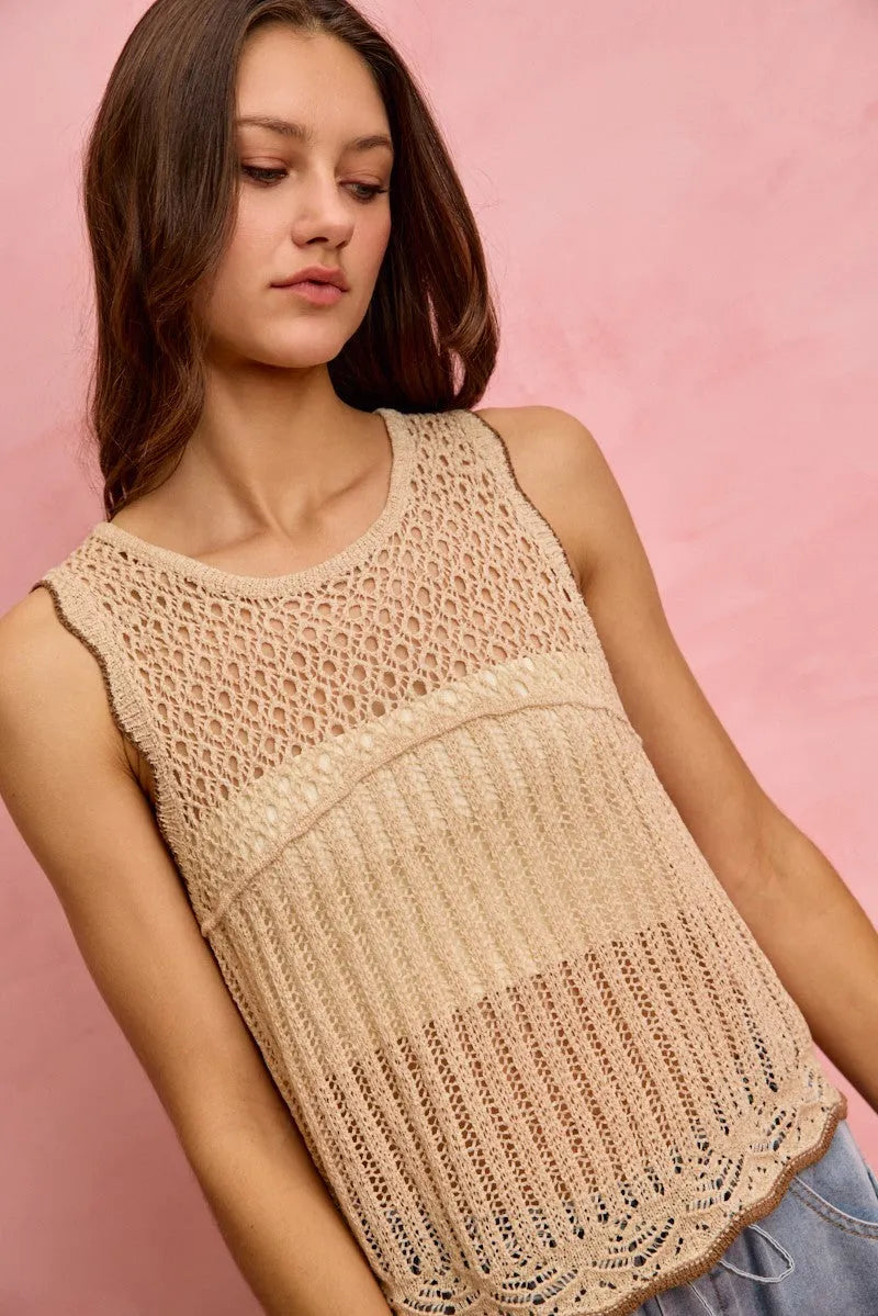 SO ME Crochet Lace Light Weight Sweater Vest
