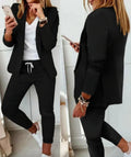 -Anzug-Set Moderner Zweiteiler mit weiter Hose taillierter Blazerjacke
