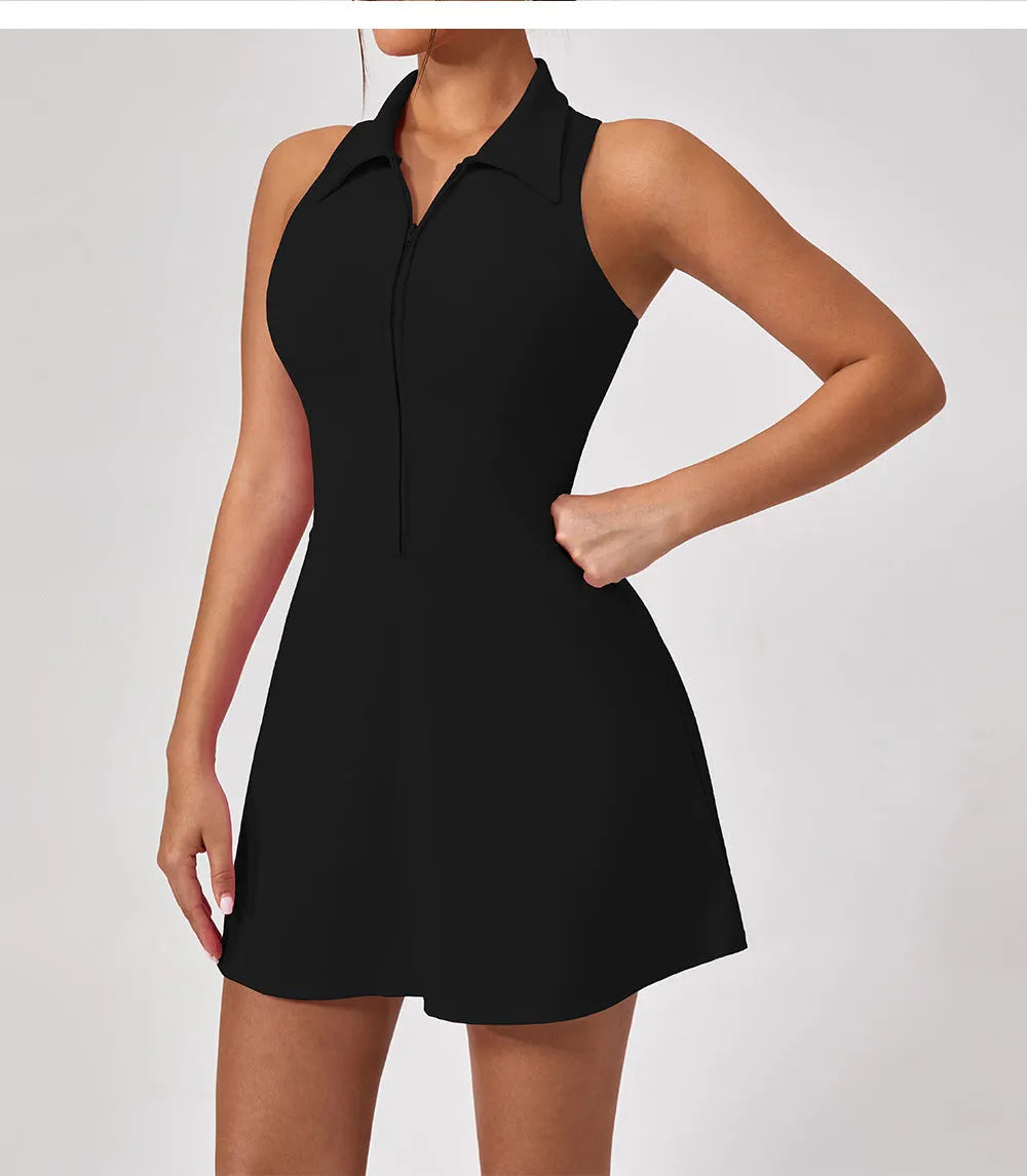 Robe short de sport moulante fermeture Ã©claire