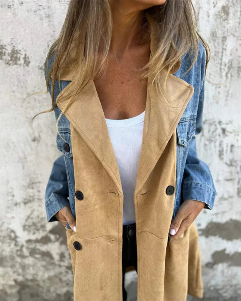Thyra | Denim- og ruskindsfrakke til et moderne look