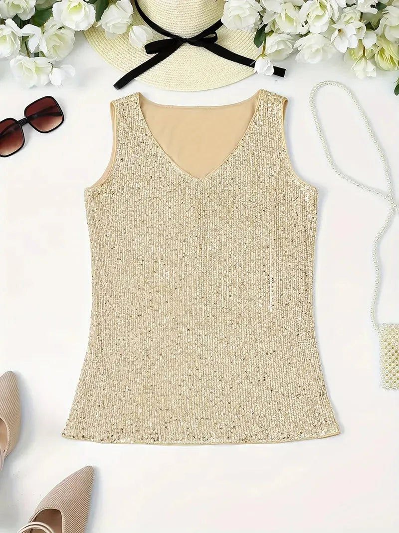 Elegantes Ärmelloses Top mit Pailletten