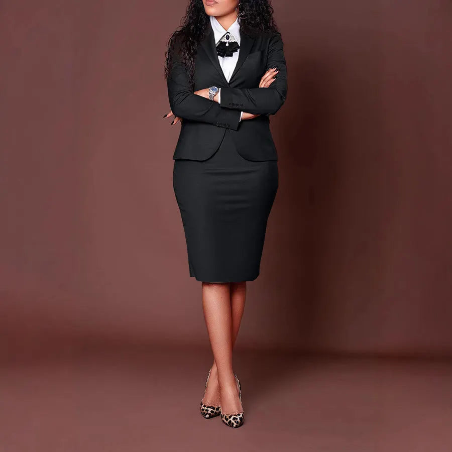 Damen elegantes Blazer-und Rock-Set mit figurbetonter Silhouette