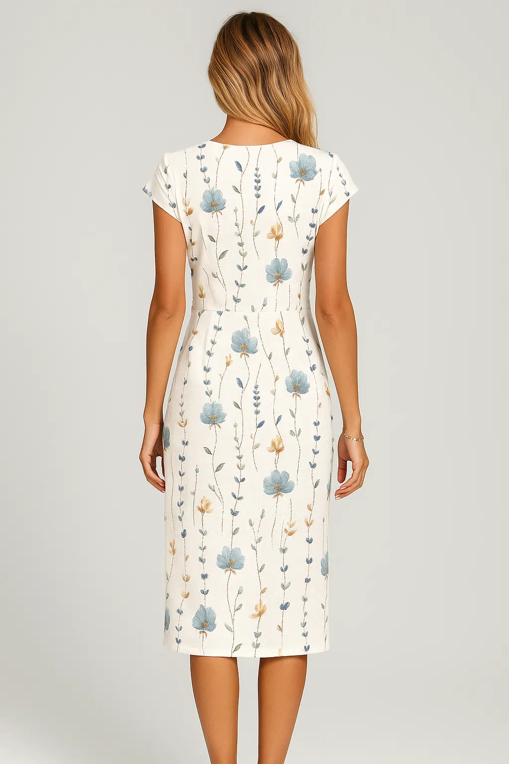 Abella | Elegant Midi Dress with Floral Print