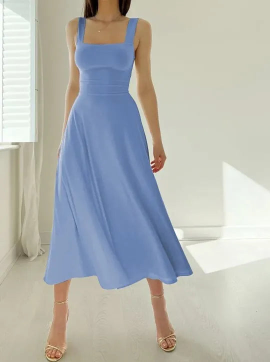 Damen Midikleid mit breiten TrÃ¤gern