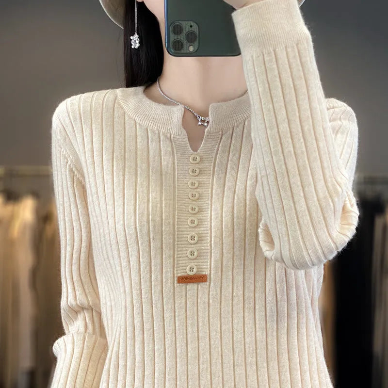 Rene | Strikket pullover med V-hals