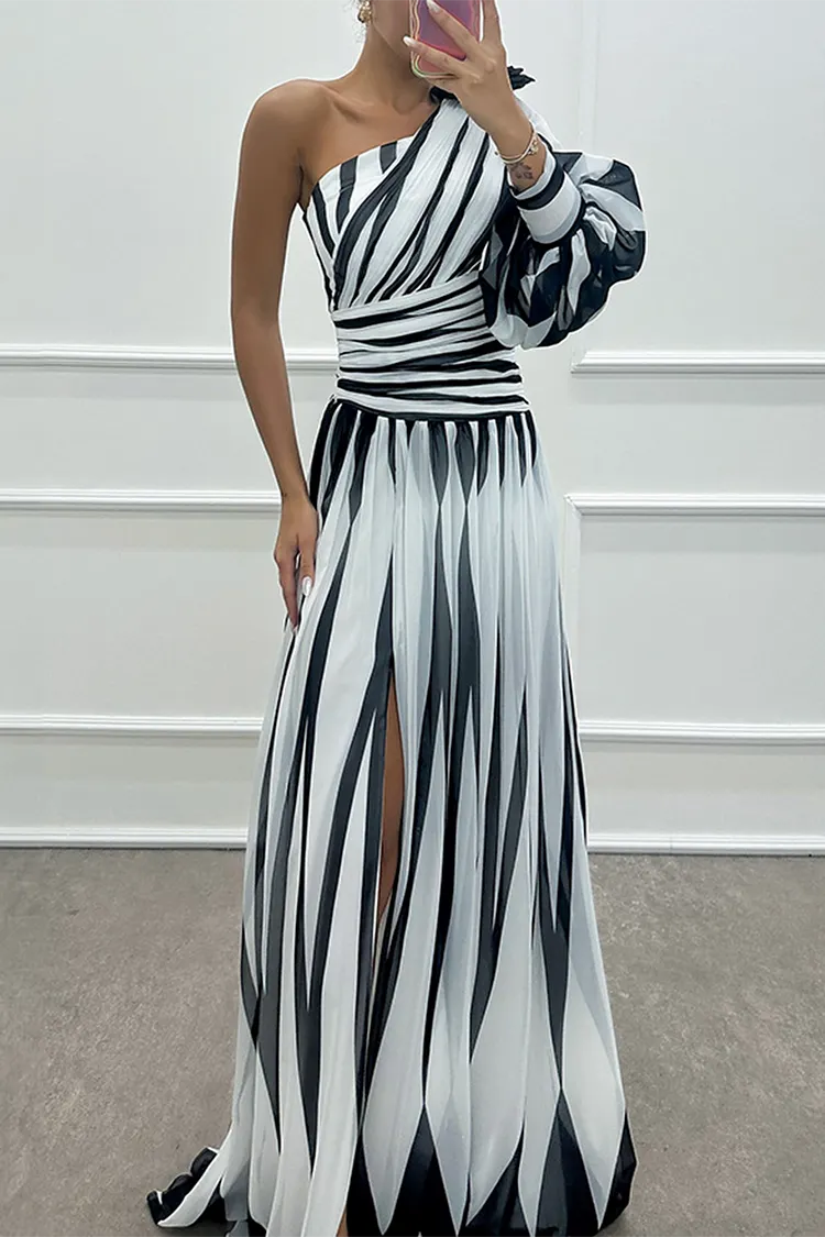 One Shoulder Gala Maxi Dress With Split