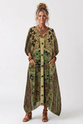 Aleta | Button Front Artistic Print Oversized Maxi Dress