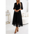 Dames Midi Jurk met Ruche Taille en Luchtige Stof