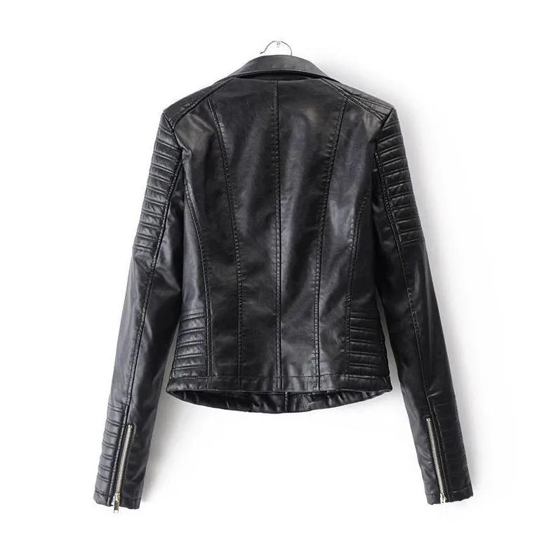 - Revers Reißverschluss Slim Fit Lederjacke