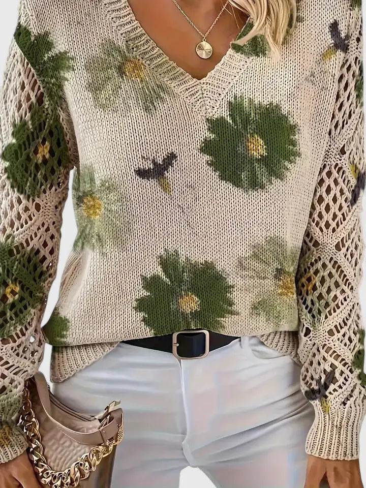 Brita | Elegant trøje med blomsterprint