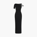 Womenâ€™s One-Shoulder Maxi Dress with Twisted Sleeve Detail