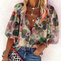 Bluse mit Blumenmuster – Knopfleiste & Langarm