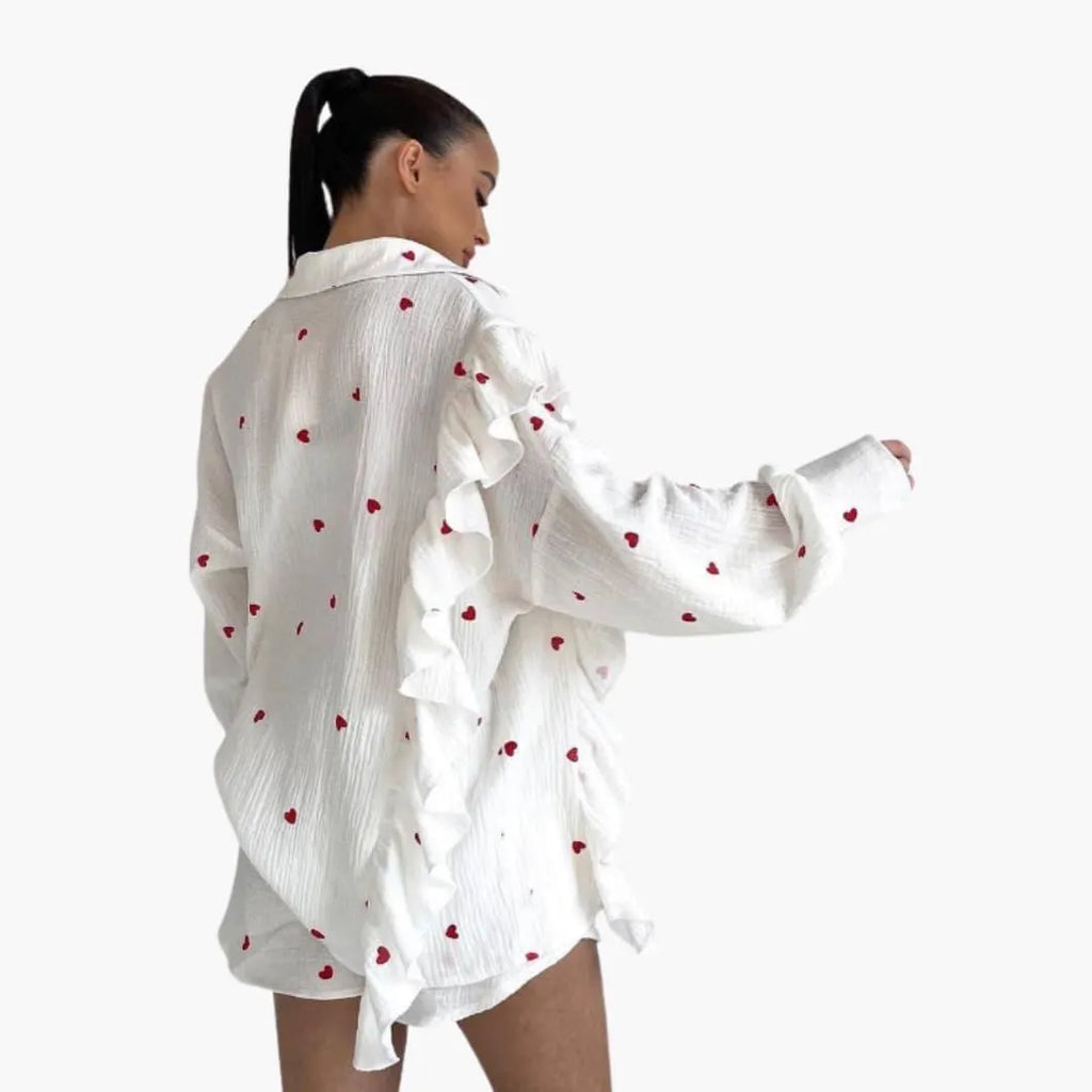 Women's Two-Piece Co-Ord Set with Button-Down Shirt and Shorts